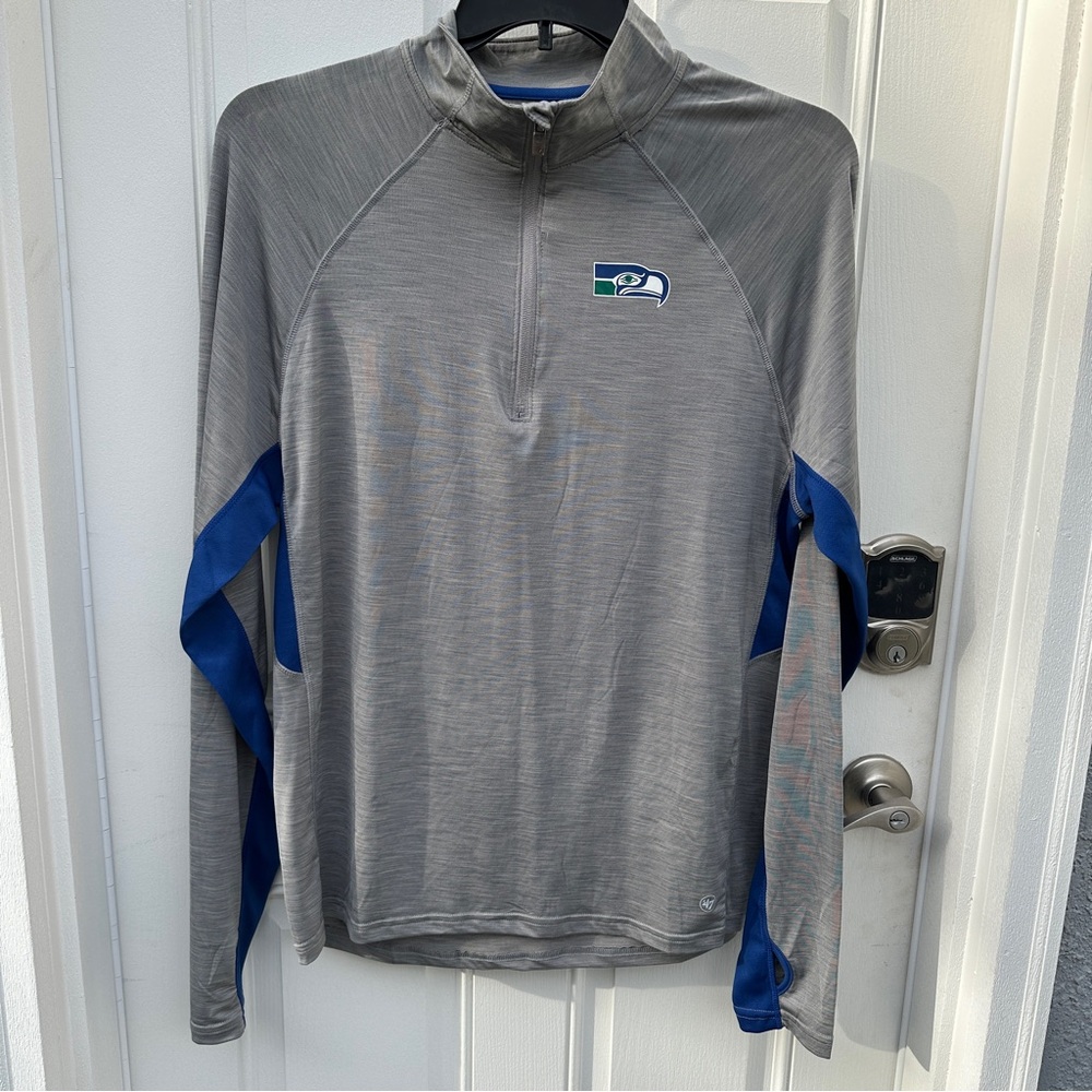 NFL Seattle Seahawks Gray Quarter 1/4 Zip Pullover, Men’s Medium